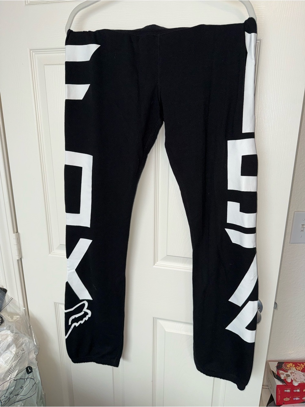 Fox Racing Black Sweatpants with White Logo Panels